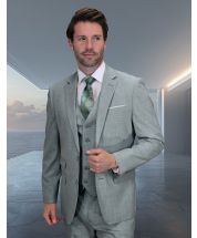 Statement Men's 3 Piece 100% Wool Fashion Suit - Sharkskin