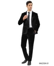 Tazio Men's 2pc Skinny Fit Velvet Suit - Solid Color