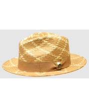 Bruno Capelo Men's Fedora Style Straw Hat - Cross Stitch Weave