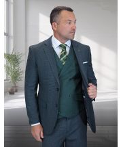 Statement Men's 3 Piece 100% Wool Modern Fit Suit - Double Breasted Vest