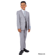 Perry Ellis Boy's 5 Piece Suit with Shirt & Tie - U Shaped Vest