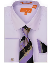 Karl Knox Men's French Cuff Fashion Shirt Set - Striped Tie