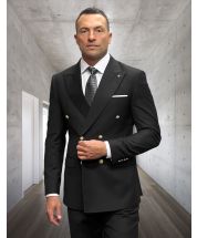 Statement Men's 100% Wool 2 Piece Suit - Wide Peak Lapel