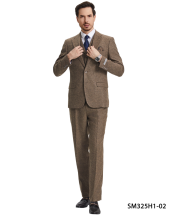 Stacy Adams Men's 3 Piece Hybrid Fit Suit - Herringbone