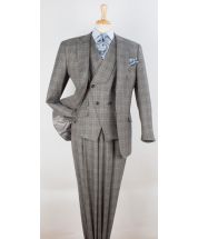 Apollo King Men's 100% Wool 3 Piece Suit - Slanted Fashion Vest
