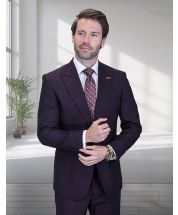 Statement Men's 2 Piece 100% Wool Modern Fit Suit - Subtle Windowpane