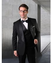 Statement Men's 3 Piece Wool Tuxedo - Double Breasted Vest