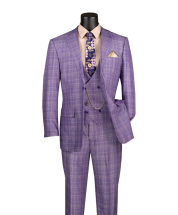 Vinci Men's 3 Piece Executive Suit - Glen Plaid