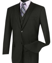 Vinci Men's 3 Piece Wool Feel Classic Suit - Big and Tall Sizes